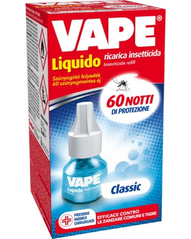 Ricarica liquida antizanzare VAPE MAGIC CLASSIC 60 NOTTI- utile rimedio contro le zanzare, offre 60 notti di protezione costante