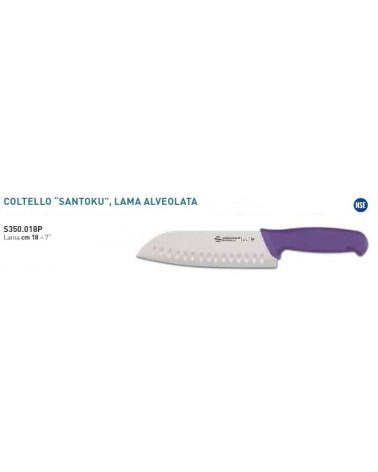 SANTOKU LAMA ALVEOLARE SUPRA CM18 MANICO VIOLA AMBROGIO SANELLI COD.S350.018P