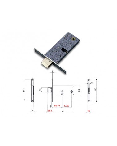 SERRATURA DA INFILARE E60  CON RULLO CILINDRO OVALE F16 OMEC art. 385