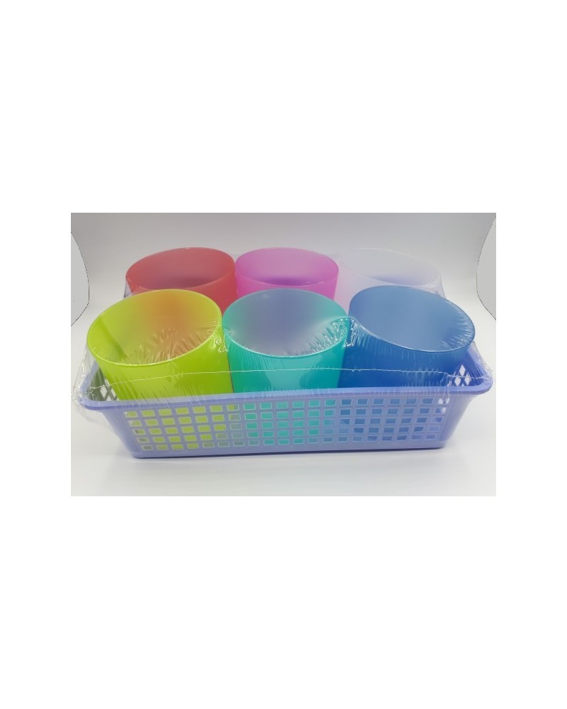 SET 6 BICCHIERI PLASTICA DEM cc250 23,5 x 15 x h 9 cm Variante Colore: bianco, rosso, Giallo, verde, fucsia e blu