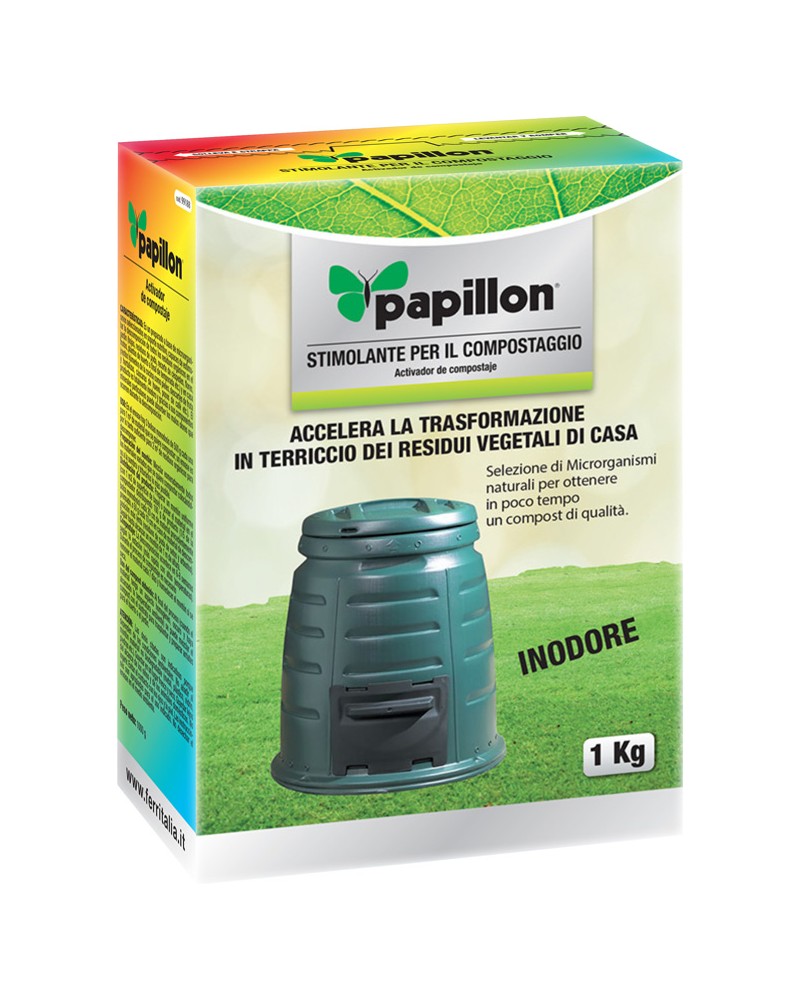 Stimolante PAPILLON per compostaggio KG1 di residui organici - accelera e ottimizza il processo di decomposizione, assorbe i cat