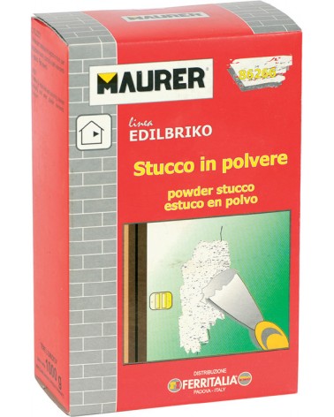 Stucco in polvere  MAURER EDILBRIKO 5KG - per riempimento di fori su muro e legno, chiusura di screpolature, attaccare stucchi, 