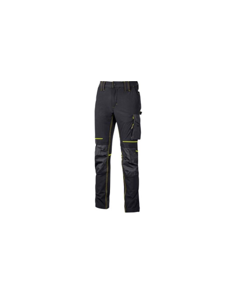 U-POWER PANTALONE ATOM SLIM FIT NERO-GIALLO TG.L