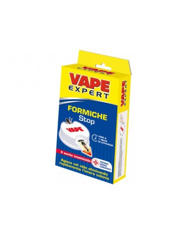 VAPE ESCA FORMICHE STOP 4 PEZZI. Efficace per oltre 3 mesi, facile da usare, non sporca, inodore. Elimina l\'intera colonia rapi