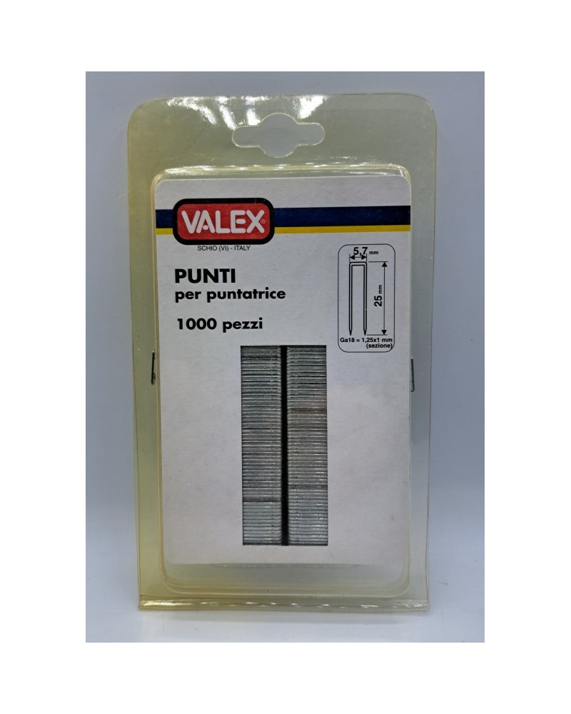 PUNTI PER PUNTATRICE 5,7MMX25MM 1000 PEZZI VALEX 1455546