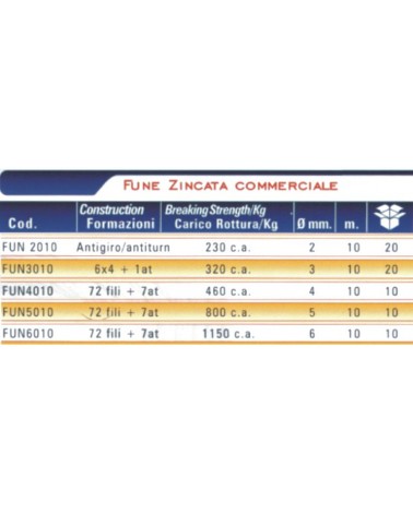 FUNE COMM 72F diametro  2 DA 10 MT