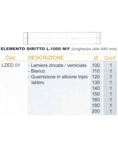 TUBO INOX BIA cm 100  diametro 130