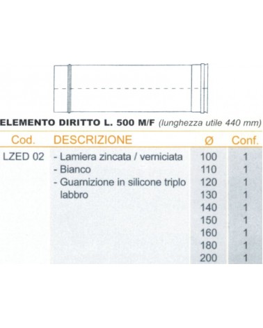 TUBO INOX BIA cm50    diametro 130