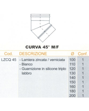 GOMITO INOX 45? BIA   diametro 130