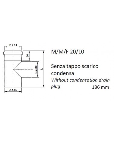 TEE ALLUMINIO BIANCO diametro 80  