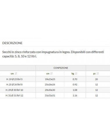 SECCHIO ZINC RINF diametro 30 10LT