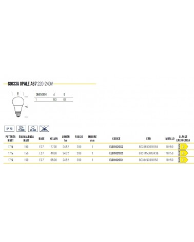 LAMP LED GOCCIA E27 17.5FR