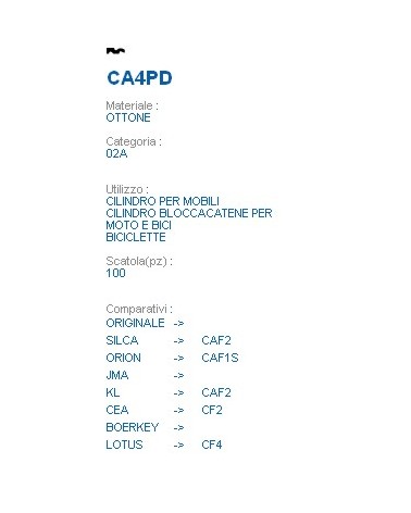 CHIAVE CA4PD | CAF2       