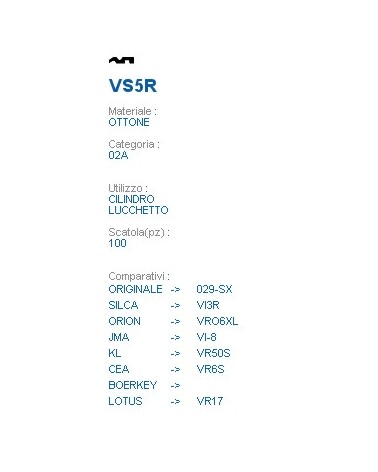 CHIAVE VS5R | VI3R        