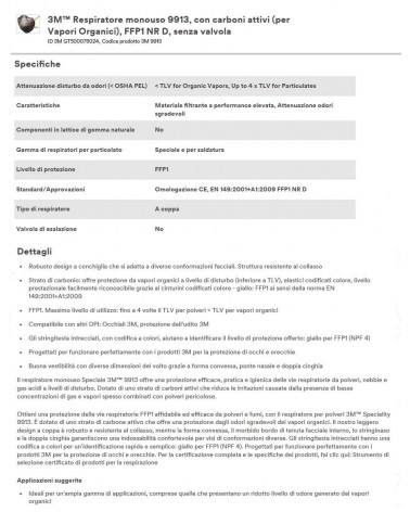 RESPIRATORE 9913 FFP1 20PZ