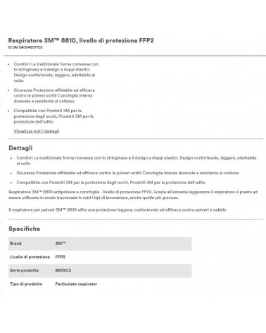 RESPIRATORE 8810 FFP2 20PZ