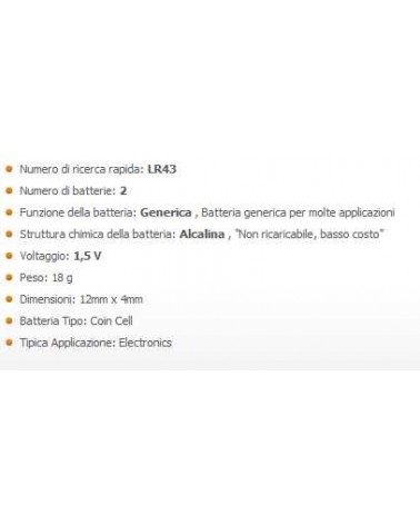 DURACELL BATT LR43 BL/2 PZ