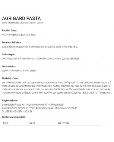 ZAPI AGRIGARD PASTA 1.5 KG