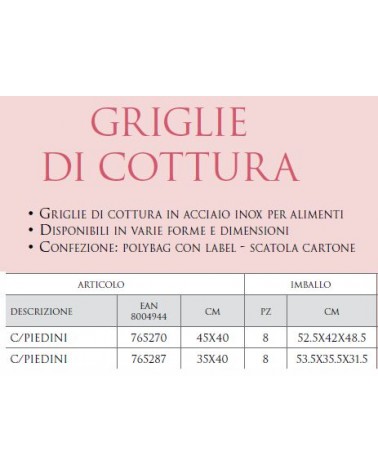 GRIGLIA INX C/PIEDIN 45x40