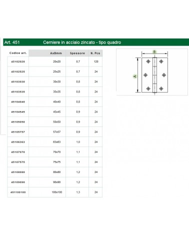 CERNIERE QUADRE 30x30 ZINC