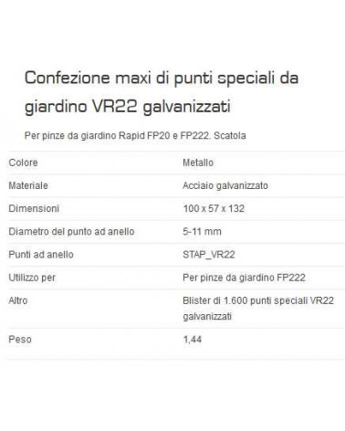 PUNTI PER RETI ZINC VR22  