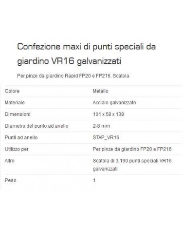 PUNTI PER RETI ZINC VR16  