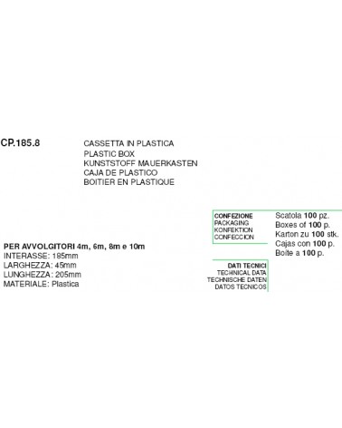 CASSET.PLAST.185MM 6-8MT  