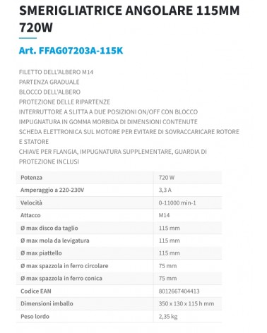 SMERIGLIATR ANG 115 720 W 