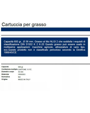 CARTUCCIA GRASSO diametro 56 600GR