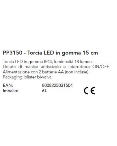 TORCIA LED GOMMA 15cm 18LM