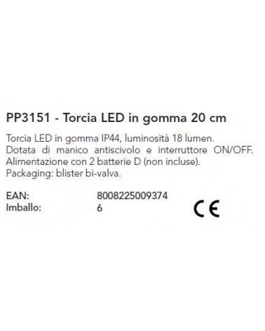 TORCIA LED GOMMA 20cm 18LM