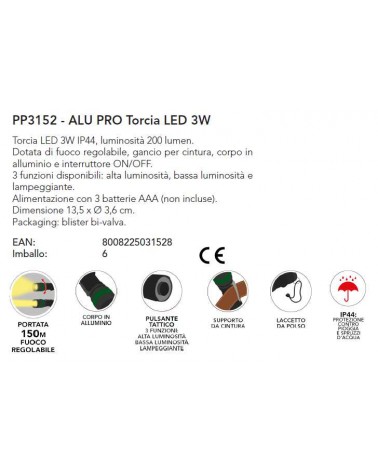 TORCIA LED ALLUM 13cm200LM