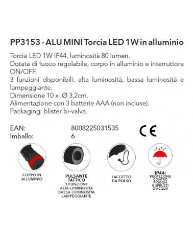 TORCIA LED ALLUM 10cm 80LM