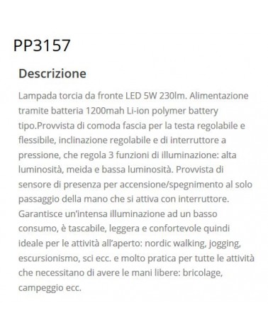 TORCIA FRONTE LED 5W USB  