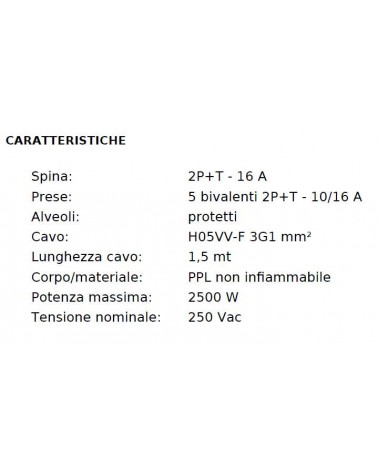 MULTIPRESA 1,5MT 5BIP NER 