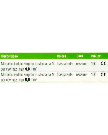 MORSETTI ISOL.10 PZZ. mm 4