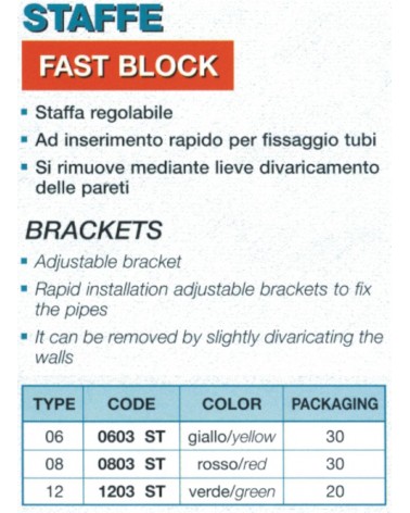 STAFFA FISSAGGIO TUBI  60 