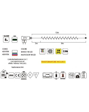 MILLELUCI 100LED 8+5MT BIA