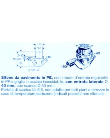 SIFONE PAVIM.GRIGLIA 1V 50