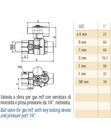 VALV TEST C/CHIAV DR MF 1"