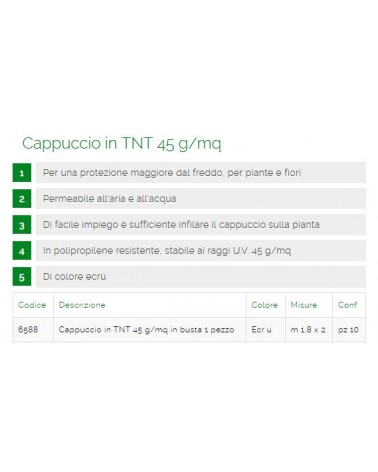 CAPPUCCIO TNT 1.8X2M 45 GR