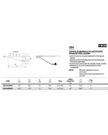 MENSOLA LAVATOIO LC 12x460