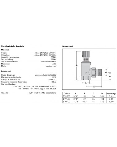 VALVOLA BY-PASS DIFFER 3/4