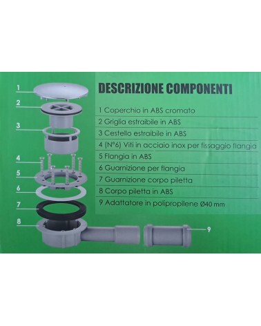 PILETTA DOCCIA diametro 90 H4 ABS 