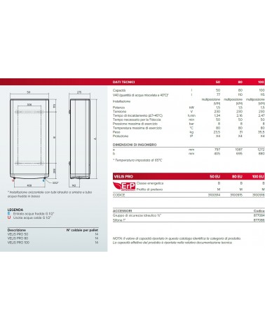 SCALD ELETTR VELIS PRO 50 