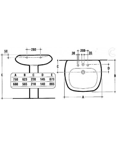 LAVABO CALLA 3F 68cm BIANC