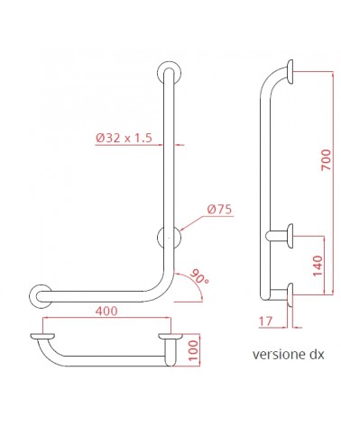 MANIGL.NE 40X70 VERT DX   