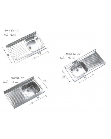 LAVELLO INOX SC/DX   80X50