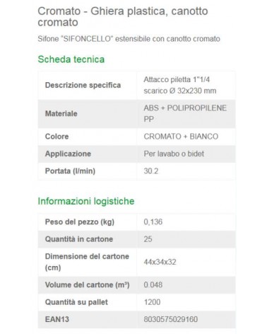 SIFONE EST. CROMATO 1.1/4 