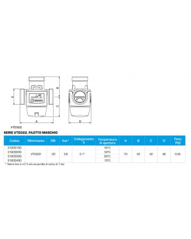 VALV.TERMOST VTD322 1" 45?